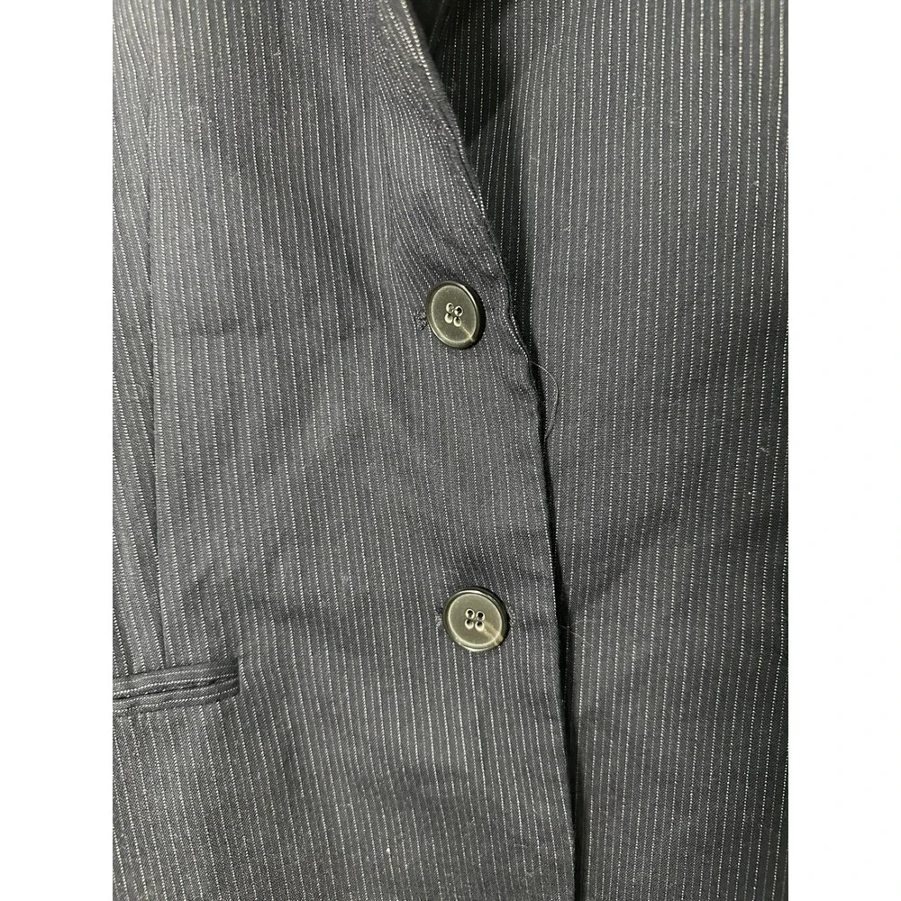 Theory Womens Navy Pinstripe Wool Blend Two Button Blazer Jacket Size 6